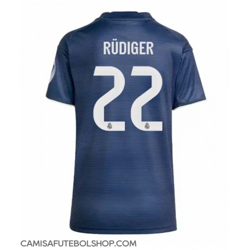 Camisa de time de futebol Real Madrid Antonio Rudiger #22 Replicas 2º Equipamento Feminina 2025-26 Manga Curta Camisa de time de futebol Real Madrid Antonio Rudiger #22 Replicas 2º Equipamento Feminina 2025-26 Manga Curta
